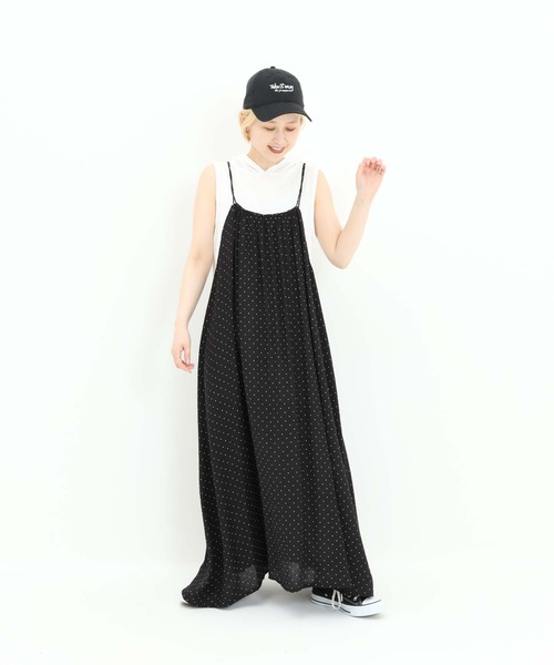 HEART MARKET（ハートマーケット）の「プリントギャザーキャミワンピース（ワンピース・レディース・ブラック系/ブラウン系/ブラック系1・FREE）」の21枚目の写真