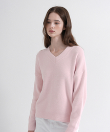 V-neck Reverse Knit (light pink)