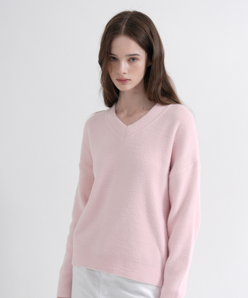 VLETI（ブレッティ）の「V-neck Reverse Knit (light pink)（ニット/セーター・レディース・ライトピンク・FREE）」の2枚目の写真