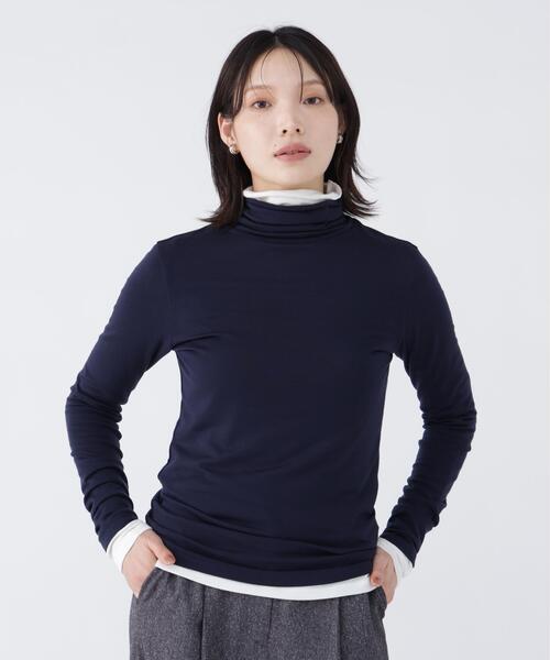 NAVYNAVY(ネイビーネイビー)の「こなれ見えシアーフライスタートルネック(Tシャツ/カットソー・レディース・ネイビー/レッド/オフホワイト・FREE)」の1枚目の写真