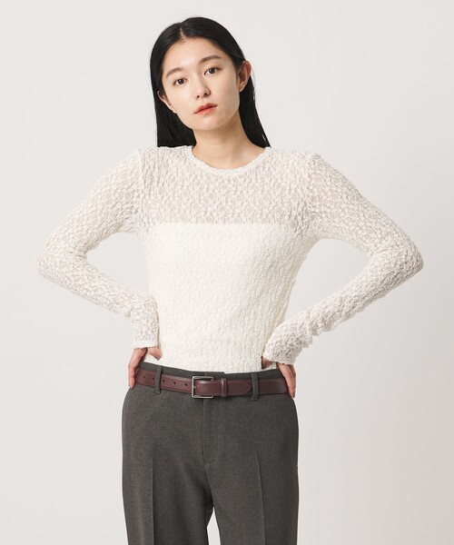 MARW UNITED ARROWS（マルゥ ユナイテッドアローズ）の「＜MARW UNITED ARROWS＞レース シャーリング プルオーバー（Tシャツ/カットソー・レディース・ブラック/オフホワイト・FREE）」の3枚目の写真
