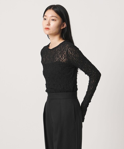MARW UNITED ARROWS（マルゥ ユナイテッドアローズ）の「＜MARW UNITED ARROWS＞レース シャーリング プルオーバー（Tシャツ/カットソー・レディース・ブラック/オフホワイト・FREE）」の6枚目の写真