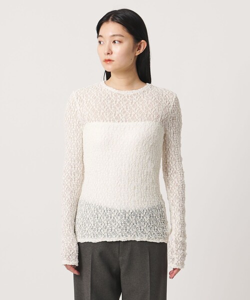 MARW UNITED ARROWS（マルゥ ユナイテッドアローズ）の「＜MARW UNITED ARROWS＞レース シャーリング プルオーバー（Tシャツ/カットソー・レディース・ブラック/オフホワイト・FREE）」の8枚目の写真