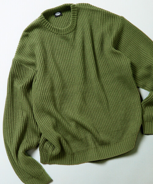 FREAK'S STORE（フリークスストア）の「限定展開 リラックスフィット 畦編み クルーネック ニット（ニット/セーター・メンズ・ブラック/ブラウン/レッド/グリーン/イエロー/スミクロ・MEDIUM/SMALL/LARGE）」の5枚目の写真
