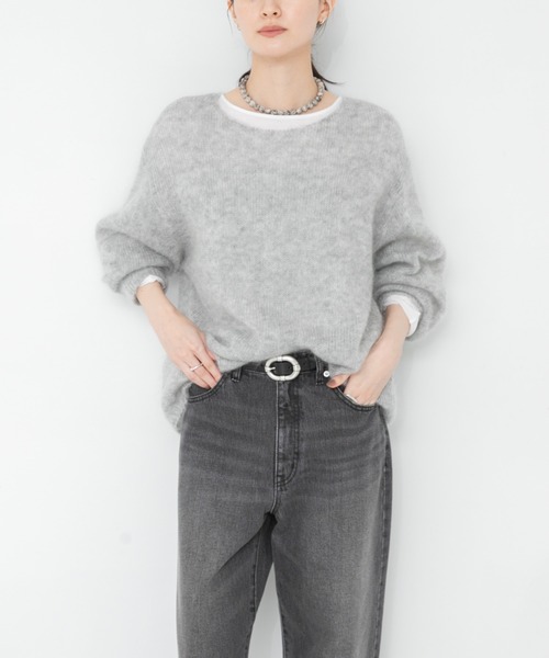 URBAN RESEARCH(アーバンリサーチ)の「『WEB/一部店舗限定カラー』ヘアリールーズニット(ニット/セーター・レディース・オフホワイト/グレー系その他/ブラウン系その他/ライトピンク/イエロー・FREE)」の3枚目の写真
