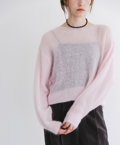 URBAN RESEARCH(アーバンリサーチ)の「『WEB/一部店舗限定カラー』ヘアリールーズニット(ニット/セーター・レディース・オフホワイト/グレー系その他/ブラウン系その他/ライトピンク/イエロー・FREE)」の1枚目の写真