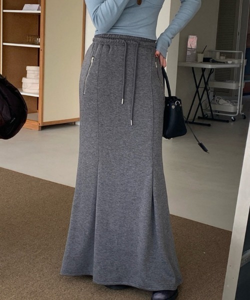 Aelina(エリナ)の「ドローストリングマーメイドフィッシュテールススカート(スカート・レディース・ブラック/チャコールグレー・FREE)」の9枚目の写真
