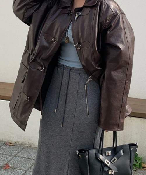 Aelina(エリナ)の「ドローストリングマーメイドフィッシュテールススカート(スカート・レディース・ブラック/チャコールグレー・FREE)」の7枚目の写真