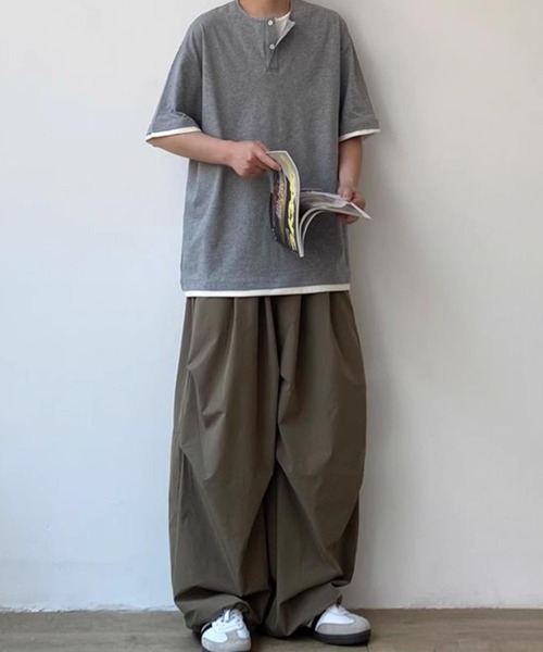 KELVIN(ケルヴァン)の「Wide Parachute Pants ワイドパラシュートパンツ(その他パンツ・メンズ・カーキ系/ブラック・MEDIUM/LARGE)」の6枚目の写真