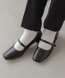 メリージェーンスクエアトゥ パンプス/ストラップ付/太ヒール