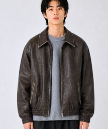 FILLIP J（フィリップジェー）の「ヴィンテージエコフェイクレザー ジップアップブルゾンジャケット（ブルゾン）」