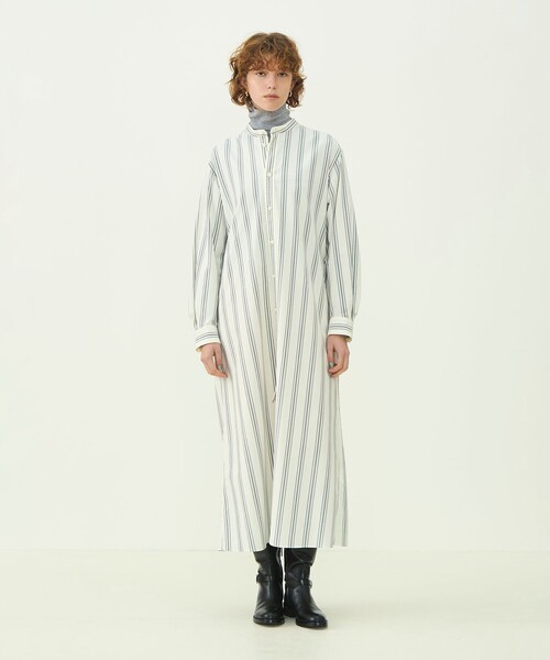 MACPHEE(マカフィー)の「【WEB先行予約】コットンオックス バンドカラーシャツワンピース(シャツワンピース・レディース・ライトブルー/グレー系その他2・36)」の3枚目の写真