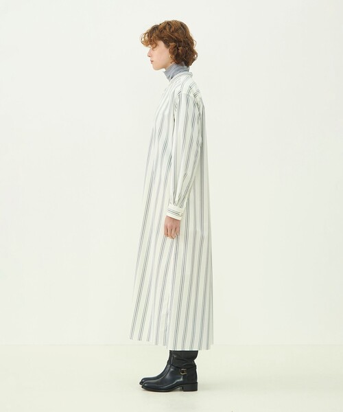 MACPHEE(マカフィー)の「【WEB先行予約】コットンオックス バンドカラーシャツワンピース(シャツワンピース・レディース・ライトブルー/グレー系その他2・36)」の4枚目の写真