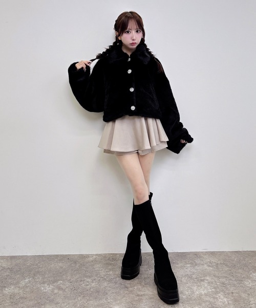 INGNI(イング)の「ステンカラービジューボタンエコファージャケット(その他アウター・レディース・アイボリー/ベージュ/ブラック/グレー系その他・M)」の9枚目の写真