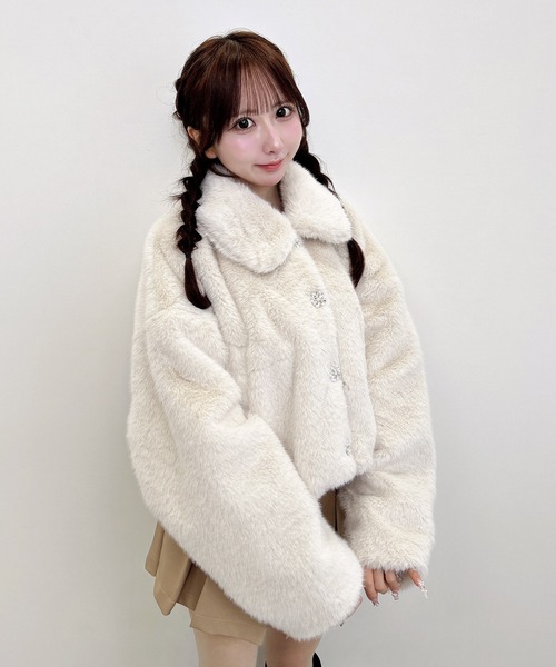 INGNI(イング)の「ステンカラービジューボタンエコファージャケット(その他アウター・レディース・アイボリー/ベージュ/ブラック/グレー系その他・M)」の16枚目の写真