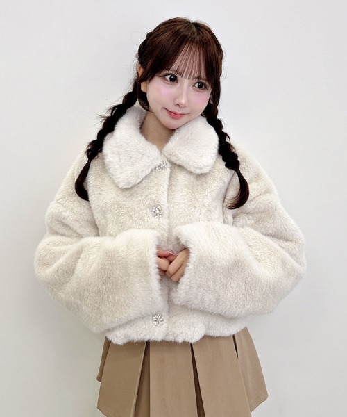 INGNI(イング)の「ステンカラービジューボタンエコファージャケット(その他アウター・レディース・アイボリー/ベージュ/ブラック/グレー系その他・M)」の17枚目の写真