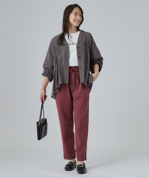 SHOO・LA・RUE(シューラルー)の「【S-LL/洗濯機可】着痩せシルエット シャーリングシャツカーディガン(カーディガン/ボレロ・レディース・ブラウン系その他/チャコールグレー/アイボリー/パープル系・01/02/04/03)」の18枚目の写真