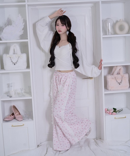 Honey Cinnamon（ハニーシナモン）の「Heartアップリケパンツ（スウェットパンツ・レディース・グレー/ピンク・FREE）」の7枚目の写真