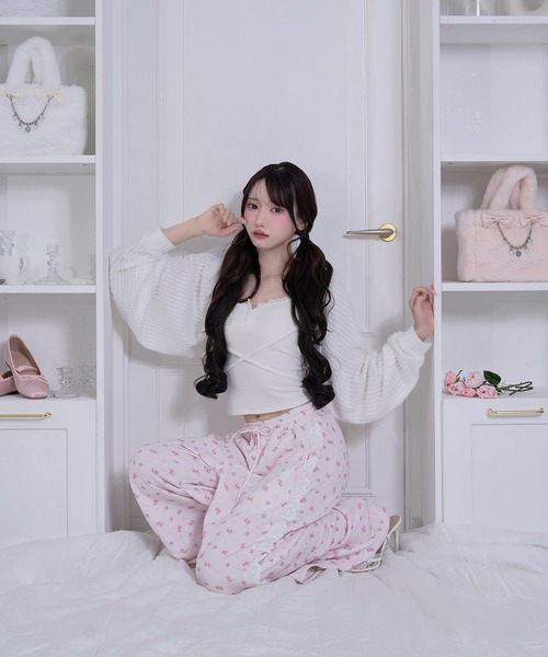 Honey Cinnamon（ハニーシナモン）の「Heartアップリケパンツ（スウェットパンツ・レディース・グレー/ピンク・FREE）」の9枚目の写真