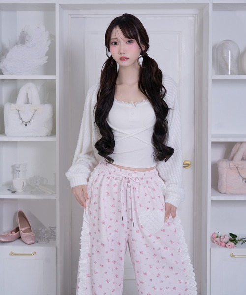 Honey Cinnamon（ハニーシナモン）の「Heartアップリケパンツ（スウェットパンツ・レディース・グレー/ピンク・FREE）」の10枚目の写真