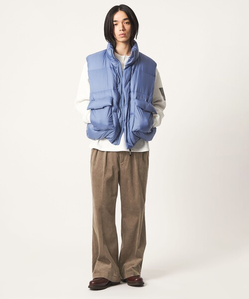 CITEN(シテン)の「<CITEN>コーデュロイワイドストレートシェフパンツ(スラックス・メンズ・ブラック/ライトグレー・M/L/S)」の1枚目の写真
