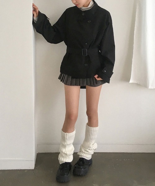 FAVORITO(ファヴォリート)の「ショートトレンチコートジャケット(トレンチコート・レディース・ブラック/ライトブラウン・F)」の8枚目の写真