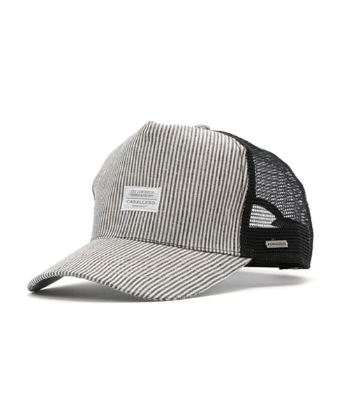 CABALLERO(キャバレロ)の「CABALLERO MESH CAP CUENCA LINEN DENIM STRIPE NAVY(キャップ・メンズ・ネイビー・FREE)」の1枚目の写真