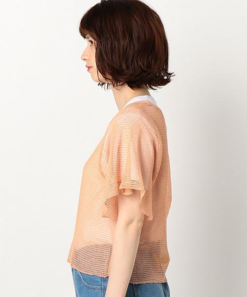 Another Edition(アナザーエディション)の「メッシュフリルスリーブプルオーバー/AEMFC MESH フリル SL PO◆(ニット/セーター・レディース・ホワイト/ライトピンク・FREE)」の5枚目の写真