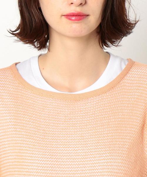 Another Edition(アナザーエディション)の「メッシュフリルスリーブプルオーバー/AEMFC MESH フリル SL PO◆(ニット/セーター・レディース・ホワイト/ライトピンク・FREE)」の6枚目の写真