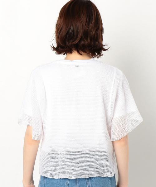 Another Edition(アナザーエディション)の「メッシュフリルスリーブプルオーバー/AEMFC MESH フリル SL PO◆(ニット/セーター・レディース・ホワイト/ライトピンク・FREE)」の9枚目の写真