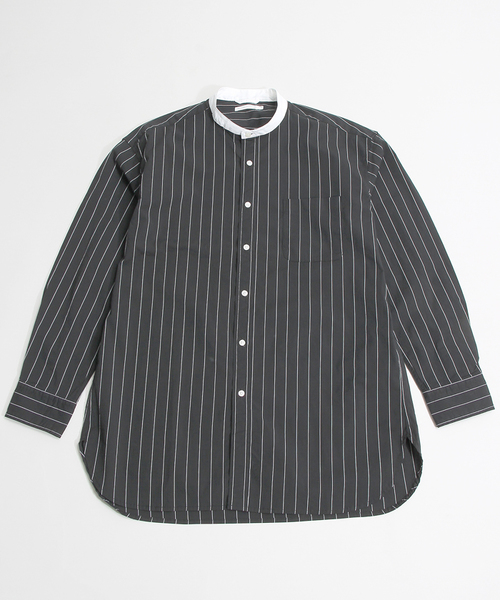 WEGO（ウィゴー）の「WEGO/ストレッチバンドカラーロングシャツ（シャツ/ブラウス・メンズ・ホワイト/ホワイト系その他/ブラック系その他・L/M）」の4枚目の写真