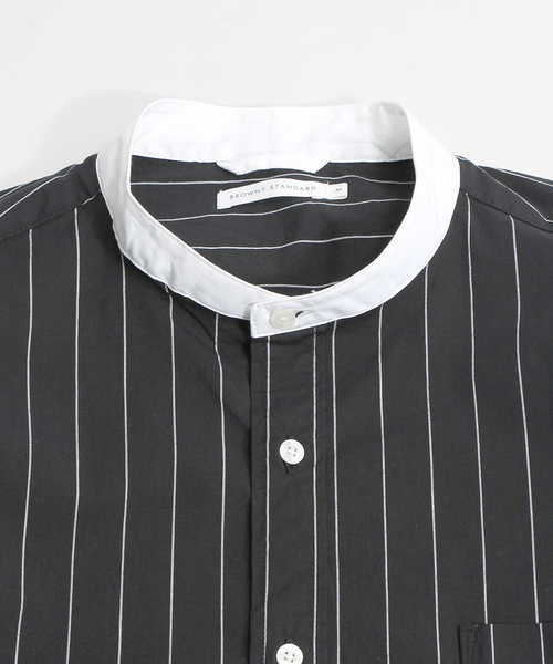 WEGO（ウィゴー）の「WEGO/ストレッチバンドカラーロングシャツ（シャツ/ブラウス・メンズ・ホワイト/ホワイト系その他/ブラック系その他・L/M）」の6枚目の写真