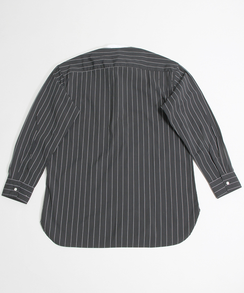 WEGO（ウィゴー）の「WEGO/ストレッチバンドカラーロングシャツ（シャツ/ブラウス・メンズ・ホワイト/ホワイト系その他/ブラック系その他・L/M）」の5枚目の写真