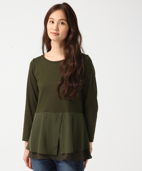 GLOBAL WORK（グローバルワーク）の「スソディティールT長袖/725121（Tシャツ/カットソー・レディース・ブラック/カーキ/ホワイト系その他/ホワイト/ネイビー/グレー・LARGE/SMALL/MEDIUM）」の5枚目の写真