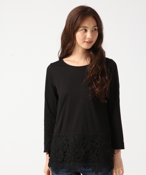 GLOBAL WORK（グローバルワーク）の「スソディティールT長袖/725121（Tシャツ/カットソー・レディース・ブラック/カーキ/ホワイト系その他/ホワイト/ネイビー/グレー・LARGE/SMALL/MEDIUM）」の3枚目の写真