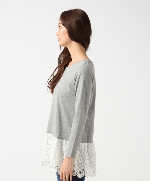 GLOBAL WORK（グローバルワーク）の「スソディティールT長袖/725121（Tシャツ/カットソー・レディース・ブラック/カーキ/ホワイト系その他/ホワイト/ネイビー/グレー・LARGE/SMALL/MEDIUM）」の15枚目の写真