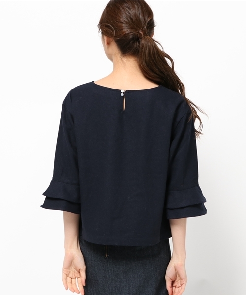 LBC(エルビーシー)の「nカラーフラノ袖フリルプルオーバー(シャツ/ブラウス・レディース・ネイビー/チャコールグレー/ライトブラウン・MEDIUM)」の6枚目の写真