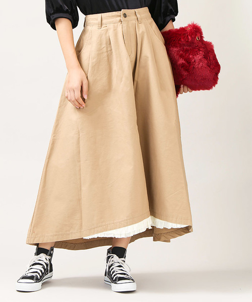 WEGO（ウィゴー）の「DISPARK/フリルイレヘムロングスカート（スカート・レディース・ブラック/ベージュ・FREE）」の2枚目の写真