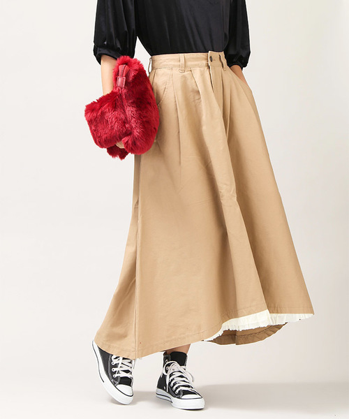 WEGO（ウィゴー）の「DISPARK/フリルイレヘムロングスカート（スカート・レディース・ブラック/ベージュ・FREE）」の15枚目の写真