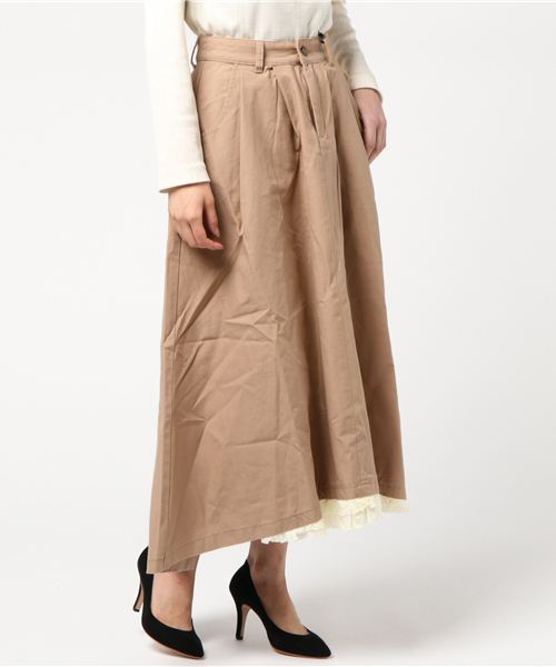 WEGO（ウィゴー）の「DISPARK/フリルイレヘムロングスカート（スカート・レディース・ブラック/ベージュ・FREE）」の14枚目の写真