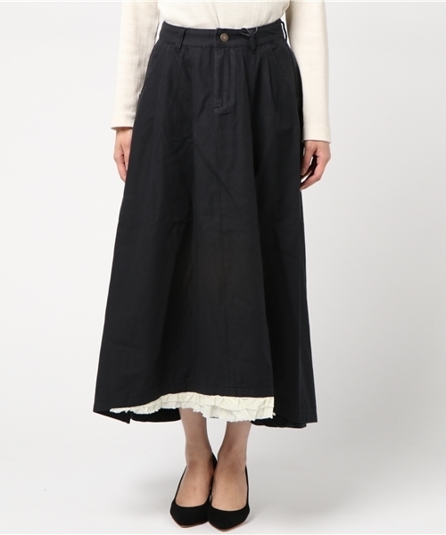 WEGO（ウィゴー）の「DISPARK/フリルイレヘムロングスカート（スカート・レディース・ブラック/ベージュ・FREE）」の9枚目の写真