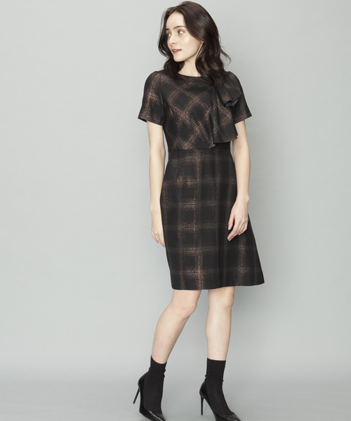 Lanvin En Bleu ランバンオンブルー の ラメチェックワンピース ワンピース Wear