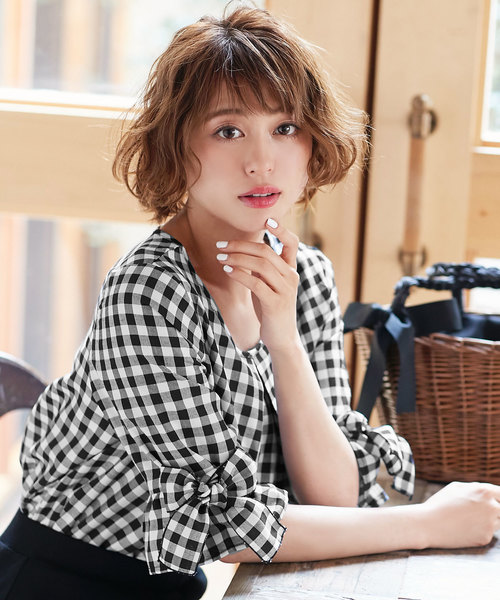 KOBE LETTUCE(コウベレタス)の「リボン袖フリルフレアスリーブ☆ジョーゼットブラウス(シャツ/ブラウス・レディース・オフホワイト/ミント/ピンク系その他/ネイビー/オレンジ/ラベンダー/ブラック/ベージュ/サックスブルー/イエロー/グリーン系その他/チェック/カーキ・FREE)」の1枚目の写真