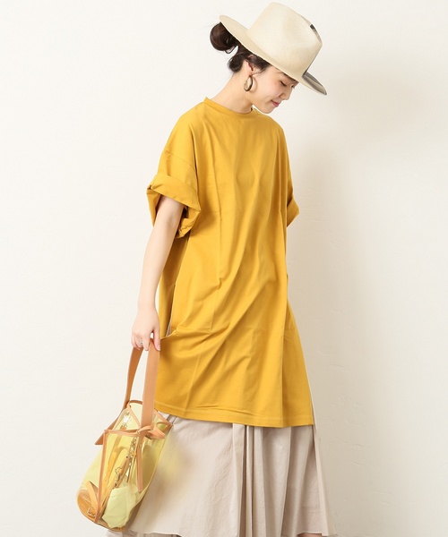 JOURNAL STANDARD（ジャーナルスタンダード）の「クリアジャージークルーネックスリットチュニックプルオーバー◆#（チュニック・レディース・ホワイト/ブラック/ブルー/マスタード・FREE）」の4枚目の写真