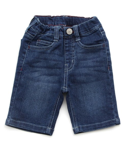 F.O.KIDS(エフオーキッズ)の「スタンダードデニムハーフパンツ 6分丈(デニムパンツ・キッズ・ブルー/ネイビー/サックスブルー・130/110/120/100/80/95/140/90)」の1枚目の写真