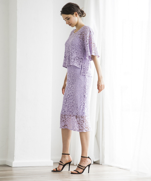 Emma Taylor（エマテイラー）の「レースナロウスカート（スカート・レディース・ベージュ/ネイビー/ミント/ラベンダー・36/38）」の6枚目の写真