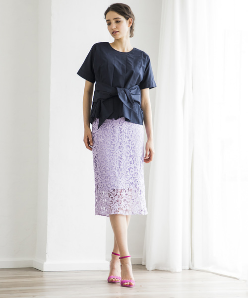 Emma Taylor（エマテイラー）の「レースナロウスカート（スカート・レディース・ベージュ/ネイビー/ミント/ラベンダー・36/38）」の8枚目の写真