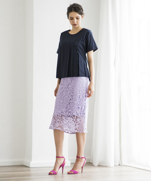 Emma Taylor（エマテイラー）の「レースナロウスカート（スカート・レディース・ベージュ/ネイビー/ミント/ラベンダー・36/38）」の10枚目の写真