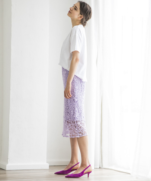 Emma Taylor（エマテイラー）の「レースナロウスカート（スカート・レディース・ベージュ/ネイビー/ミント/ラベンダー・36/38）」の13枚目の写真