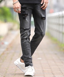 ダメージクラッシュストレッチデニムスキニーアンクルパンツ